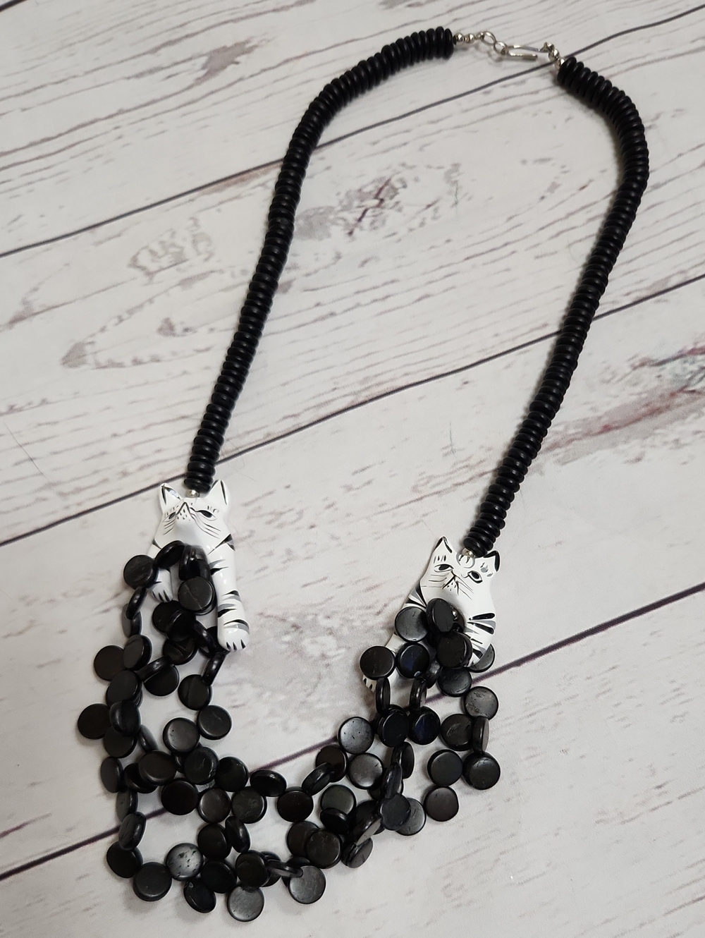 Black Cat Multi-Strand Statement Necklace - Women Jewelry